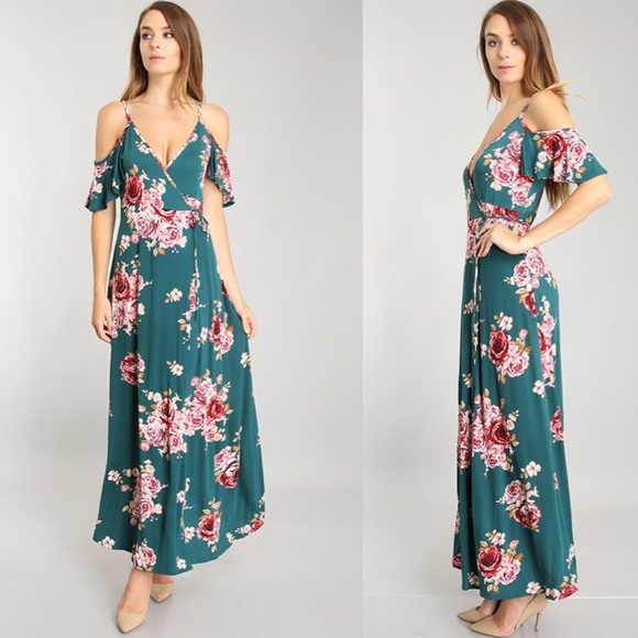 Just in❣ "Ashlyn" ll Cold Shoulder Wrap Maxi Dress - Picture 2 of 7