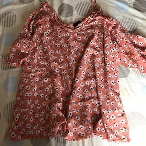 Cute Peach Floral Ruffel Blouse