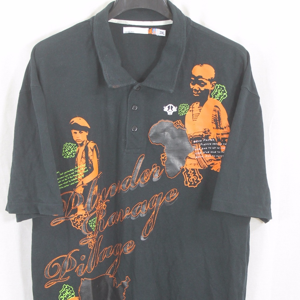 INDIGO RED PLUNDER RAVAGE PILLAGE POLO SHIRT 3XL