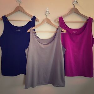 Bundle of 3 Tanks, Black, Gray and Fuchsia
