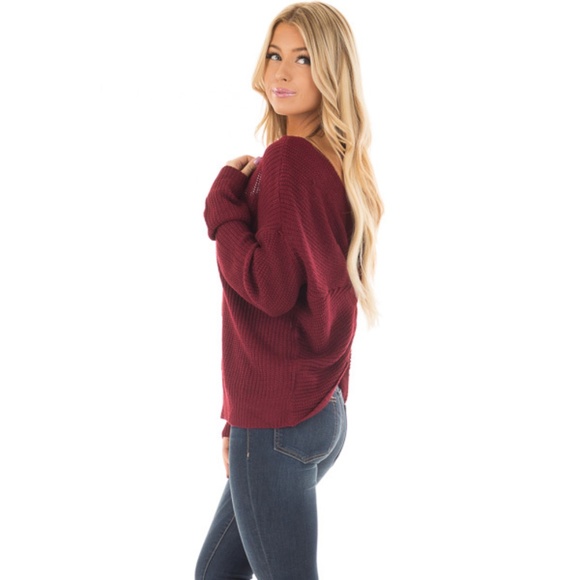 Jess Sweater BURGUNDY RESTOCKED - Picture 6 of 7