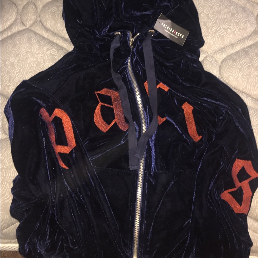 Paris Velour Hoodie Zip Up