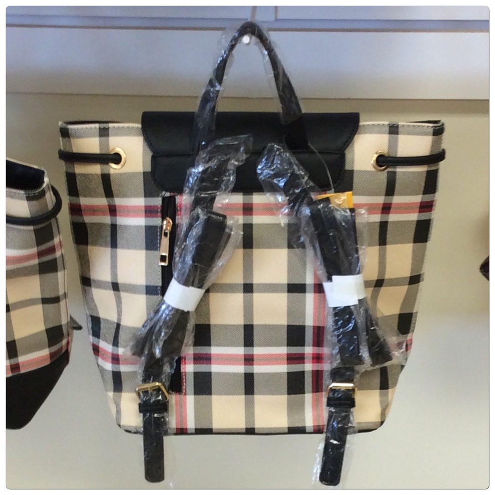 Plaid Check Drawstring Backpack - Picture 4 of 5