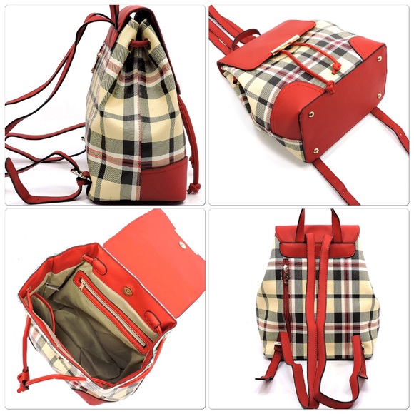 Plaid Check Drawstring Backpack - Picture 3 of 5