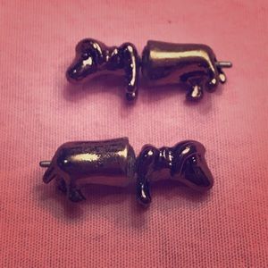 Dachshund dog earrings brown