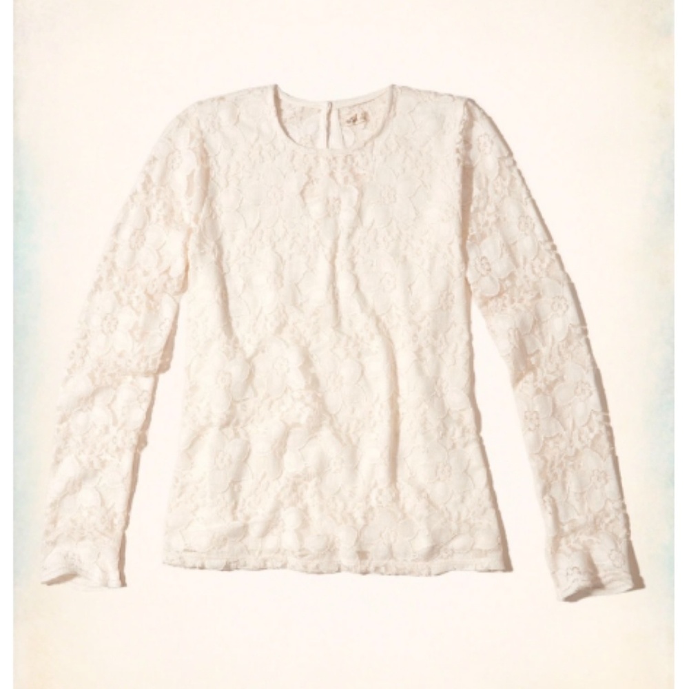 NWT :  Hollister Long sleeve Lace Top IVORY/CREAM