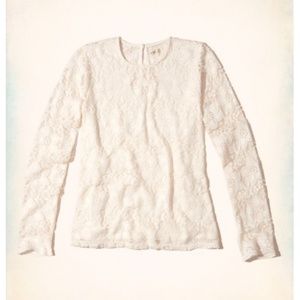 NWT :  Hollister Long sleeve Lace Top IVORY/CREAM