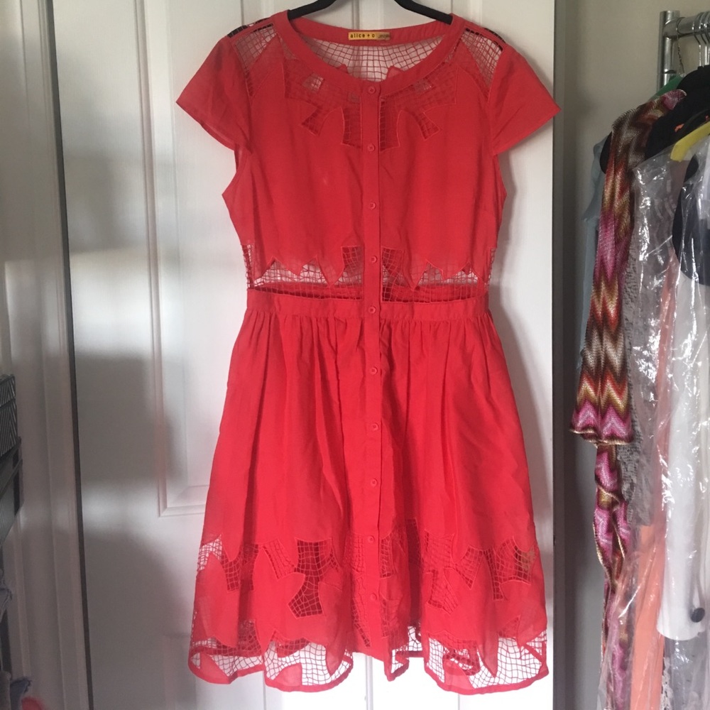 Alice and Olivia red-orange cutout dress