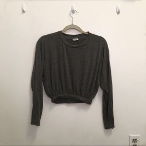Brandy Melville Gray Long Sleeve Crop Top