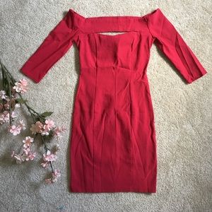 Red 3/4 Sleeve Mini Dress