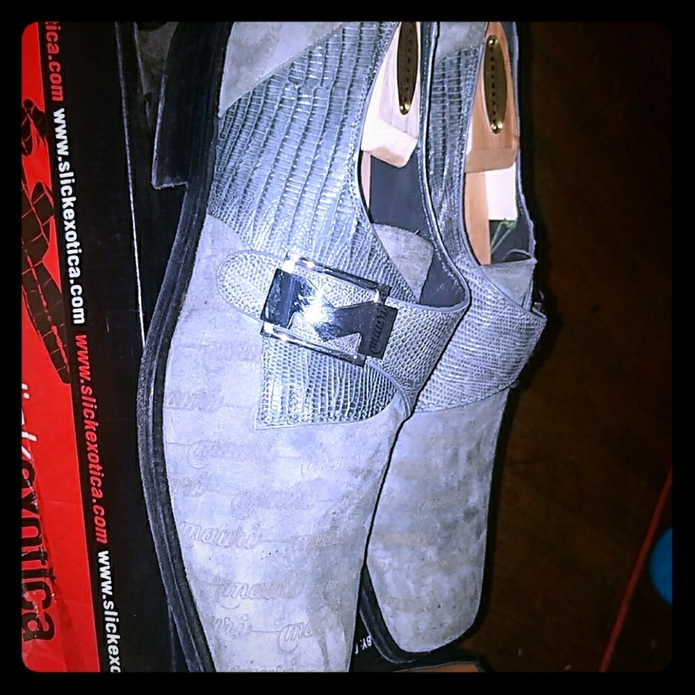 Italian made Mauri oxford shoes gator/leather/sued