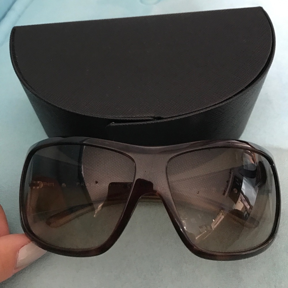 Prada Unisex Brown Wood Brown Sunglasses