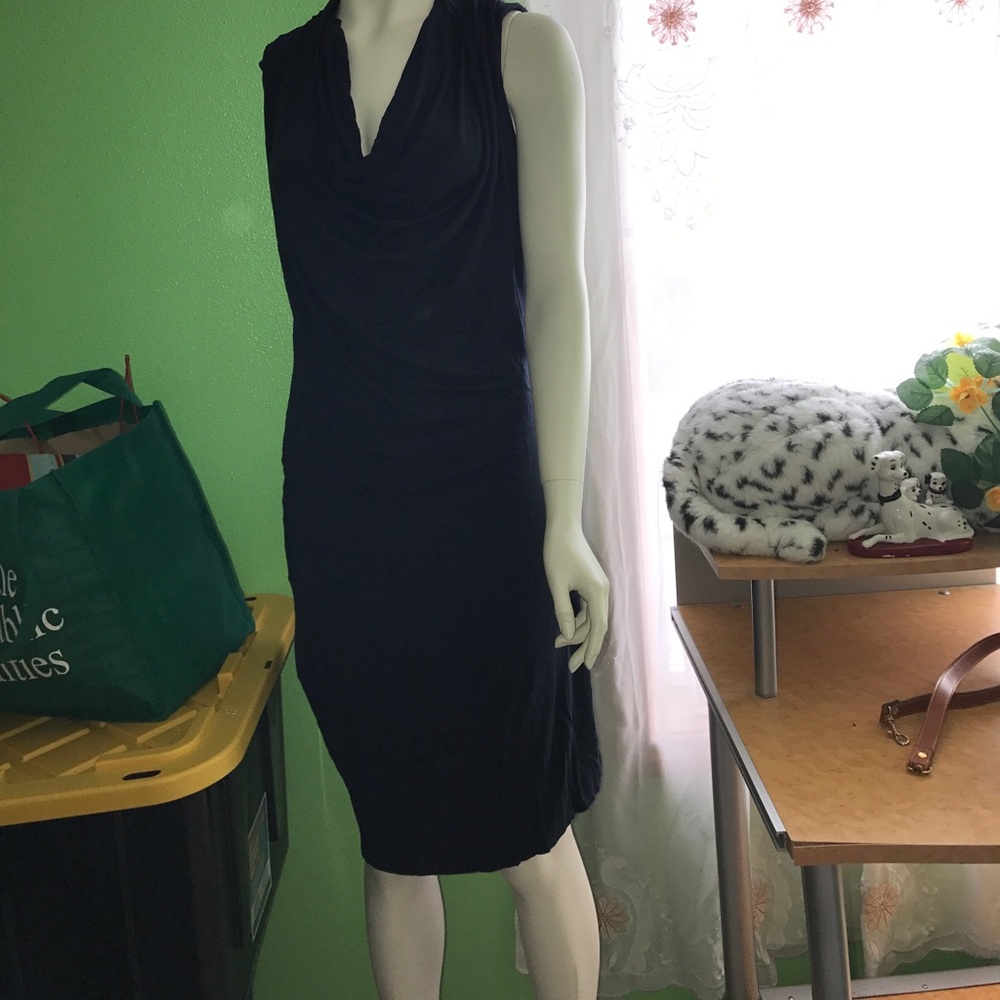 Navy blue Crowl neck Jersey Dress