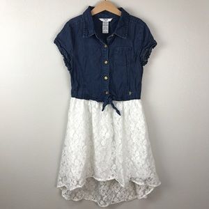 Guess Kids denim & lace high low dress