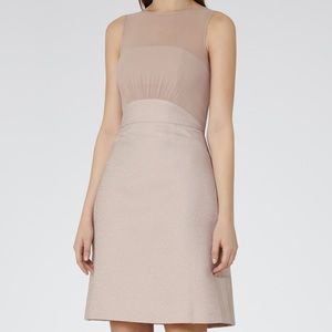 Reiss ice rose jacquard detail dress