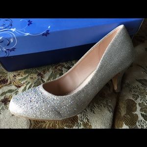 Gold sparkle high heels