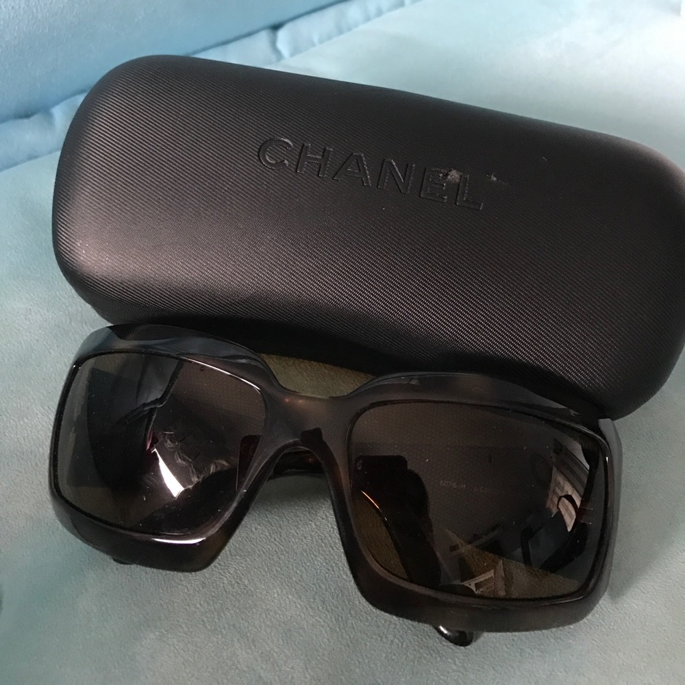 Rare Chanel Logo Tortoise Sunglasses