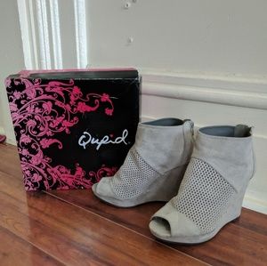 Perforated Suede Wedge Boots