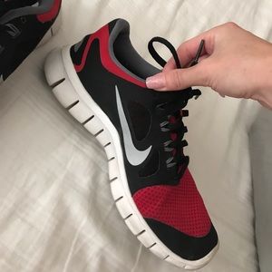 Red and Black Nike Free 5.0 Youth