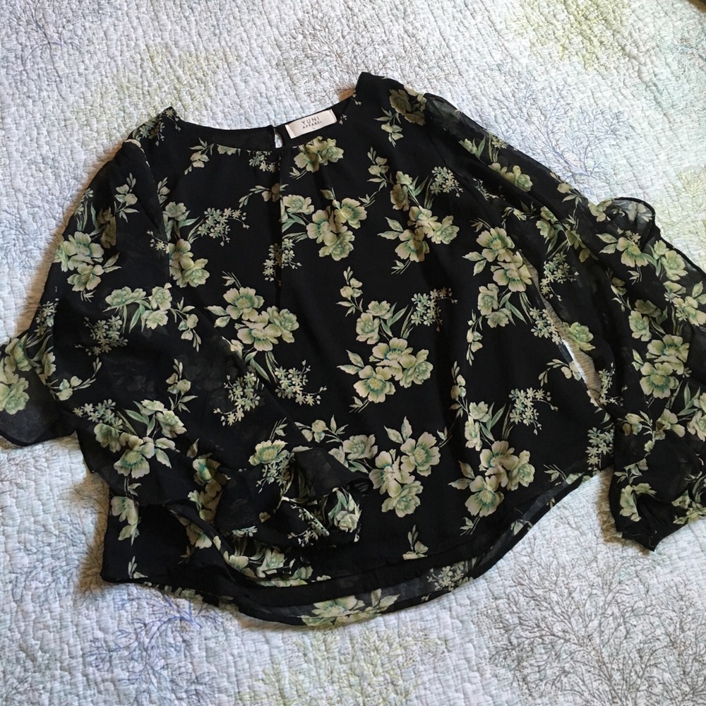 Semi-sheer long sleeve blouse