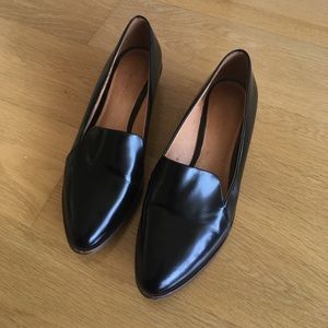 Madewell Stacked Heel Loafer Slip On black leather