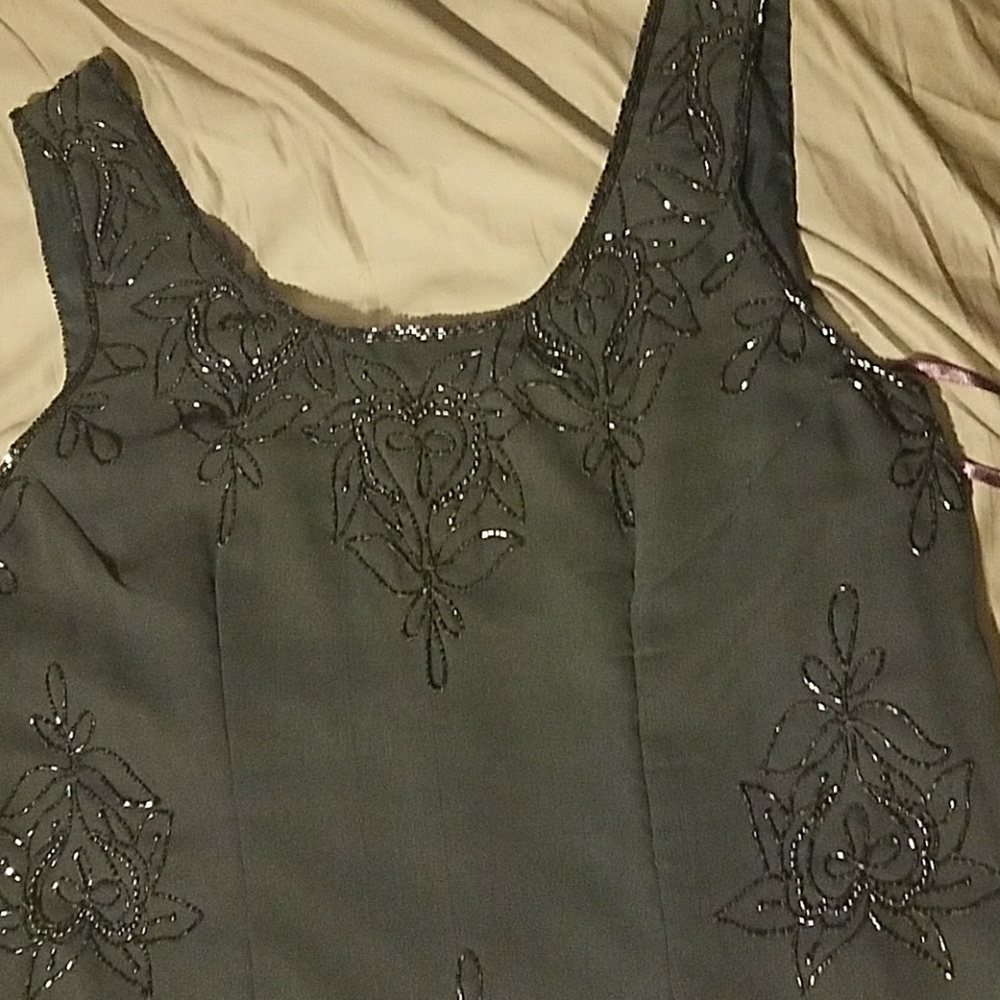 Twins dress dark grey color beaded