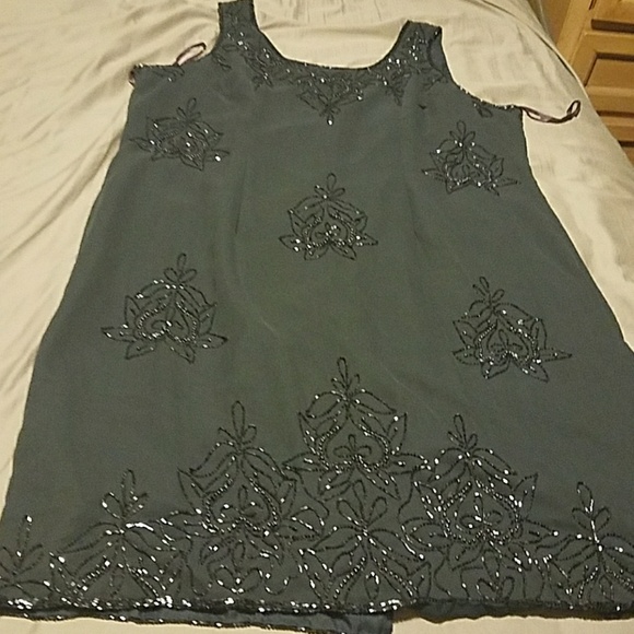 Twins dress dark grey color beaded - Picture 3 of 4