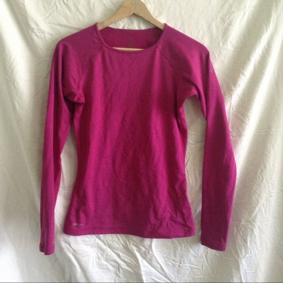 NIKE magenta fleece lined long sleeve top - Picture 2 of 4