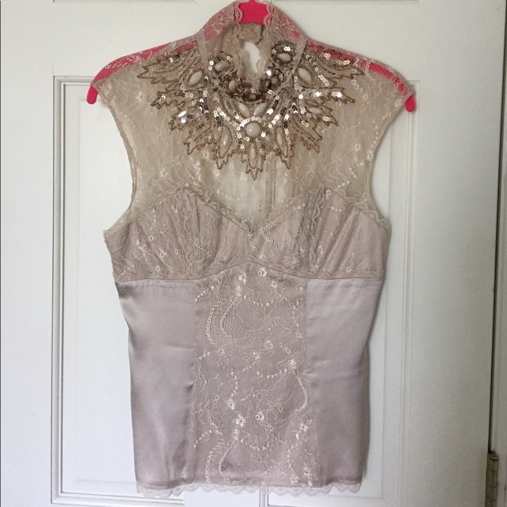 BeBe Silk Illusion Top with Embellishments