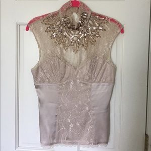 BeBe Silk Illusion Top with Embellishments