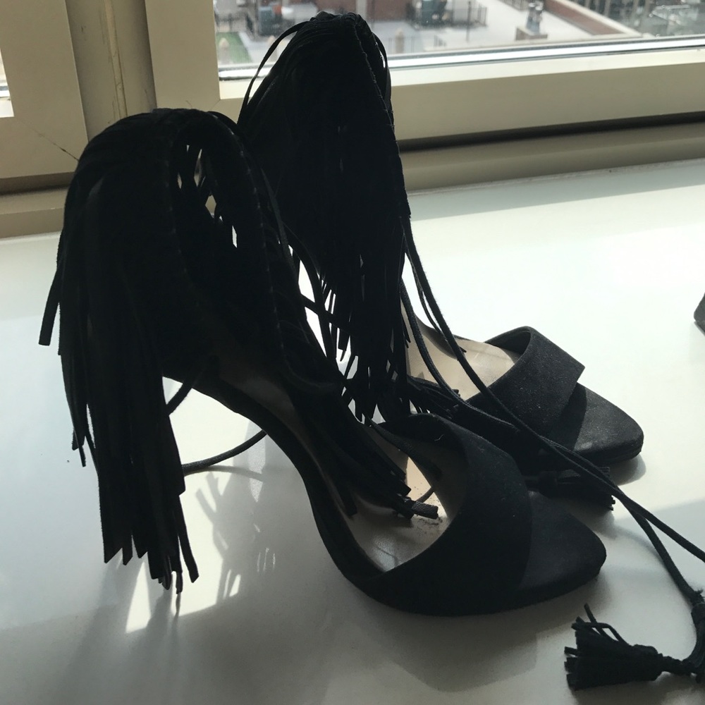 Zara Fringe Heels Size 9