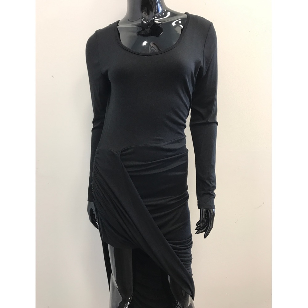 Black Asymmetrical Draped Dress
