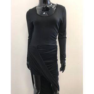 Black Asymmetrical Draped Dress