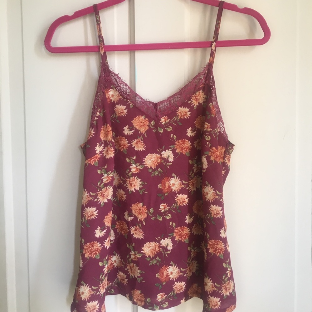 F21 Floral Fringe Lace slip tank