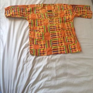 Kente Print Pocketed T-Shirt Tunic Sm/M