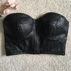 Black Faux Leather Crop Top