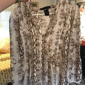 XL Calvin Klein sheer snakeskin patterned top