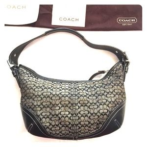 Coach signature hobo bag w silver hardware