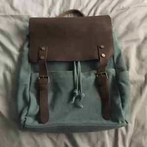 Brand New!! Blue & Brown Genuine leather backpack