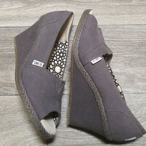 Tom's canvas gray wedges labor day SALE!