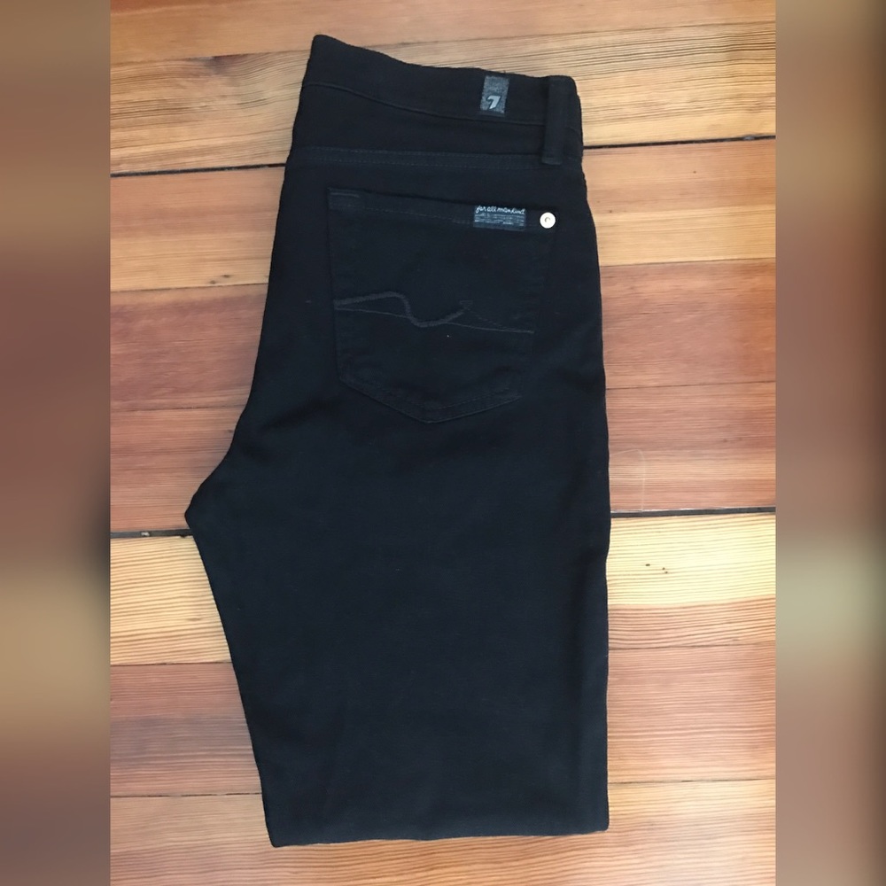 7 for all mankind black cropped skinny jeans