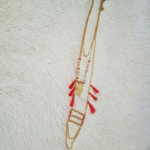 Coral Tassle Necklace