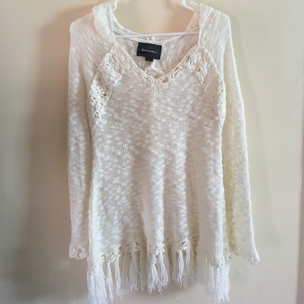 Hooded fringe sweater