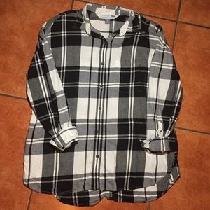 Old Navy Plaid Button Down Boyfriend Top Size L