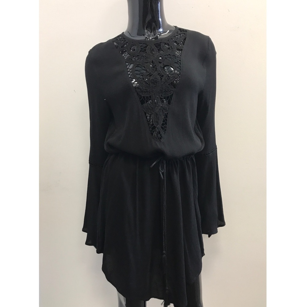 Maddy K Bell Sleeve Black Dress