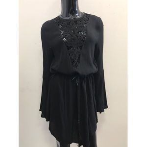 Maddy K Bell Sleeve Black Dress