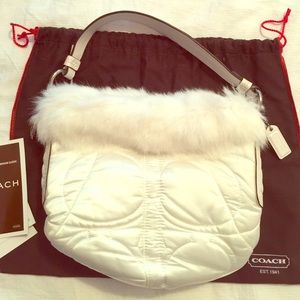 Coach white fur hobo