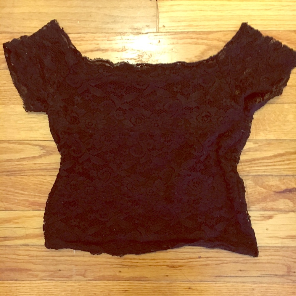 Dynamic USA Black Lace Off the Shoulder Crop Top