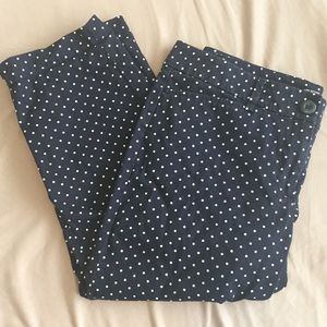 Loft blue and white polka dot capris