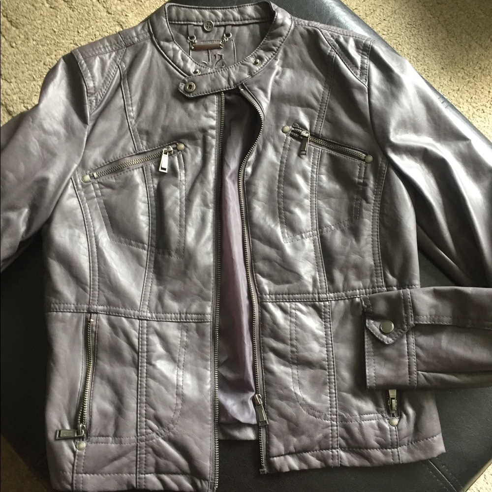 Gray Vegan Leather Jacket size Medium NWOT
